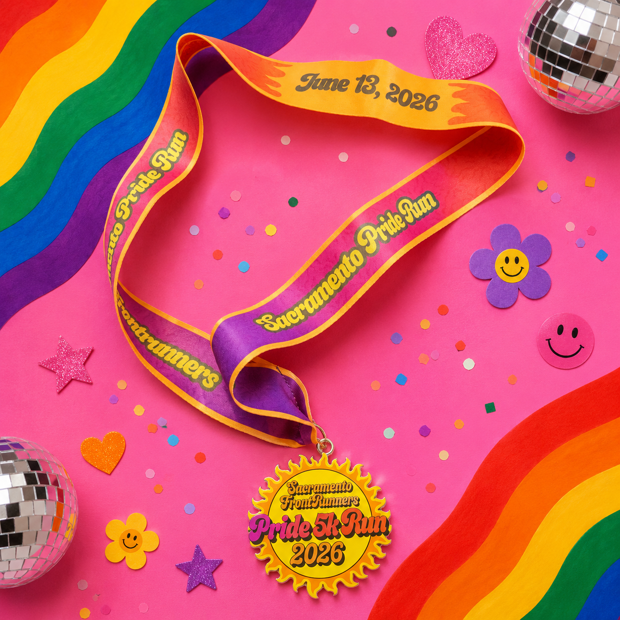 Sacramento FrontRunners Pride 5k Run 2026 Medal