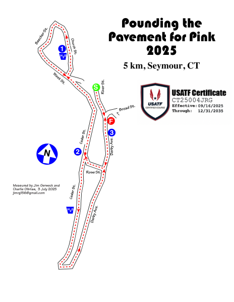 Pounding the Pacement for Pink 5k Race Route