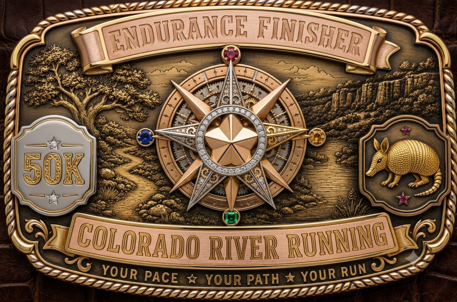 Colorado River Running 50K Endurance Finisher Belt Buckle