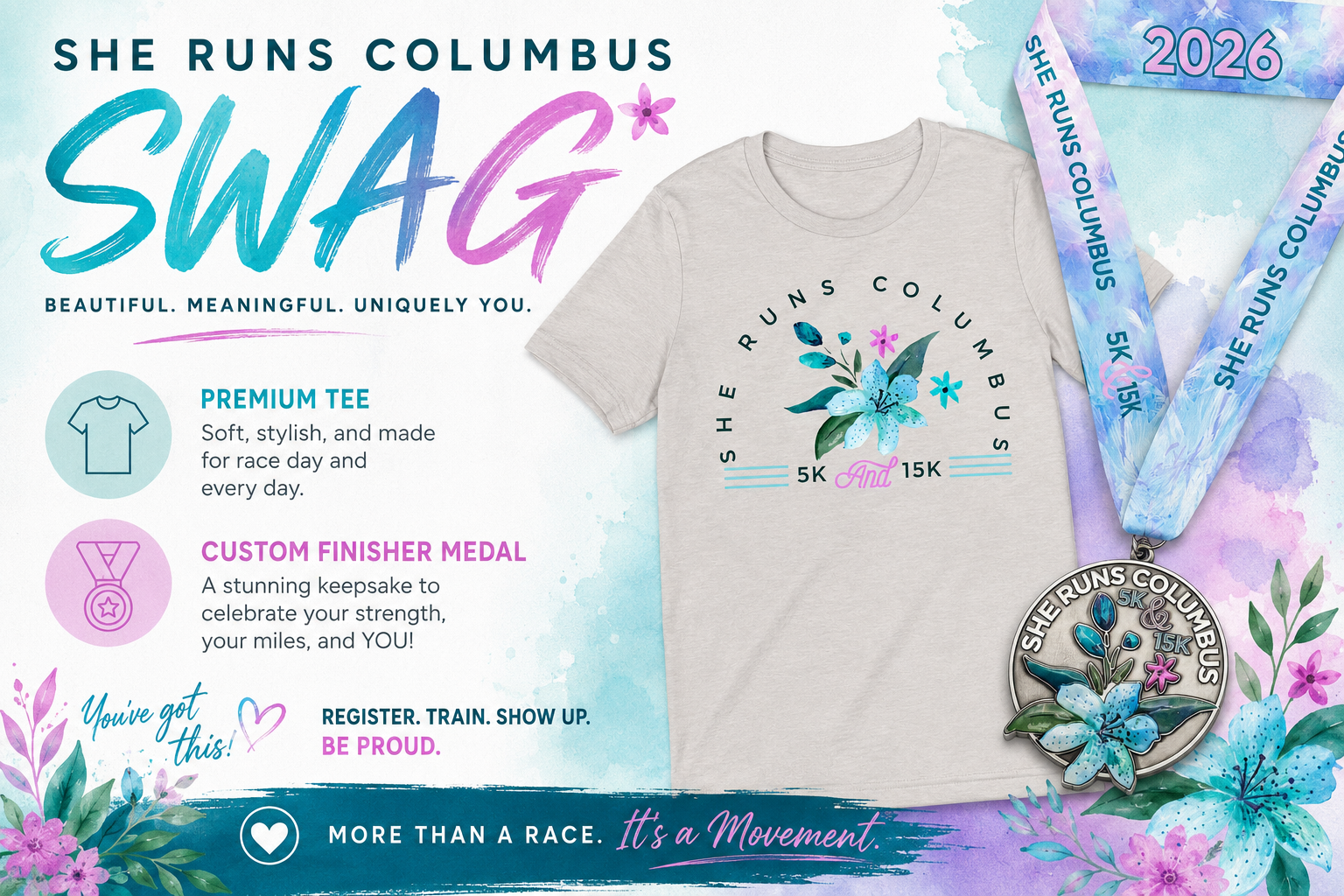 She Runs Columbus 2026 swag