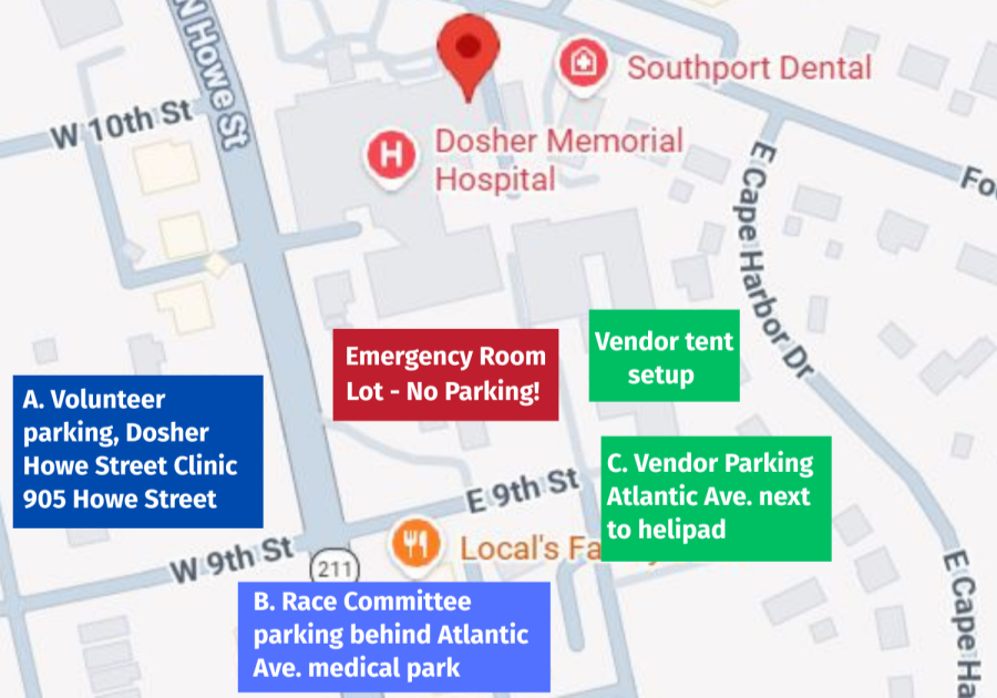 Parking: Volunteers, Vendors, Race Committee