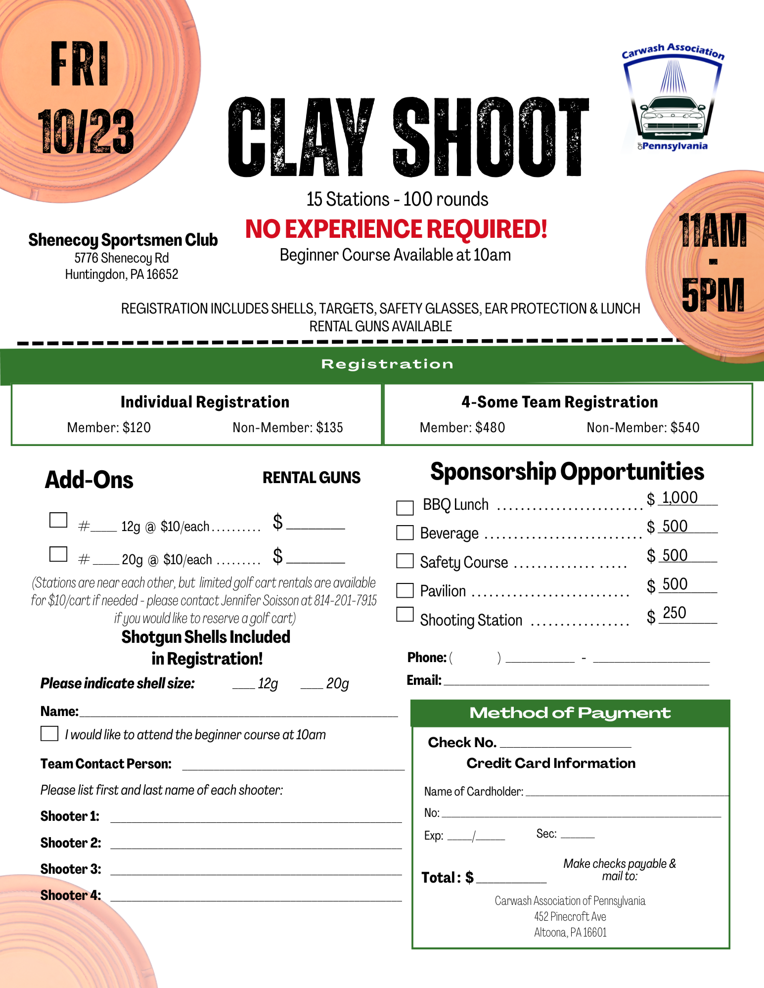 Clay Shoot Registration Form