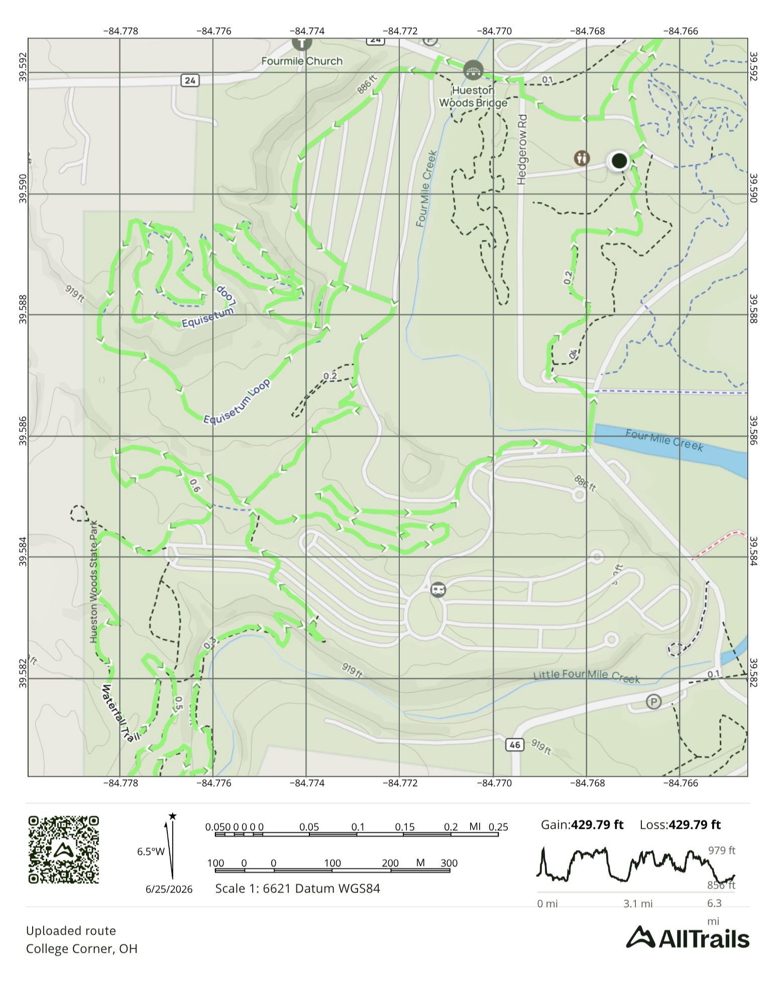 Hueston Woods 10K-1/2M All Trails Map