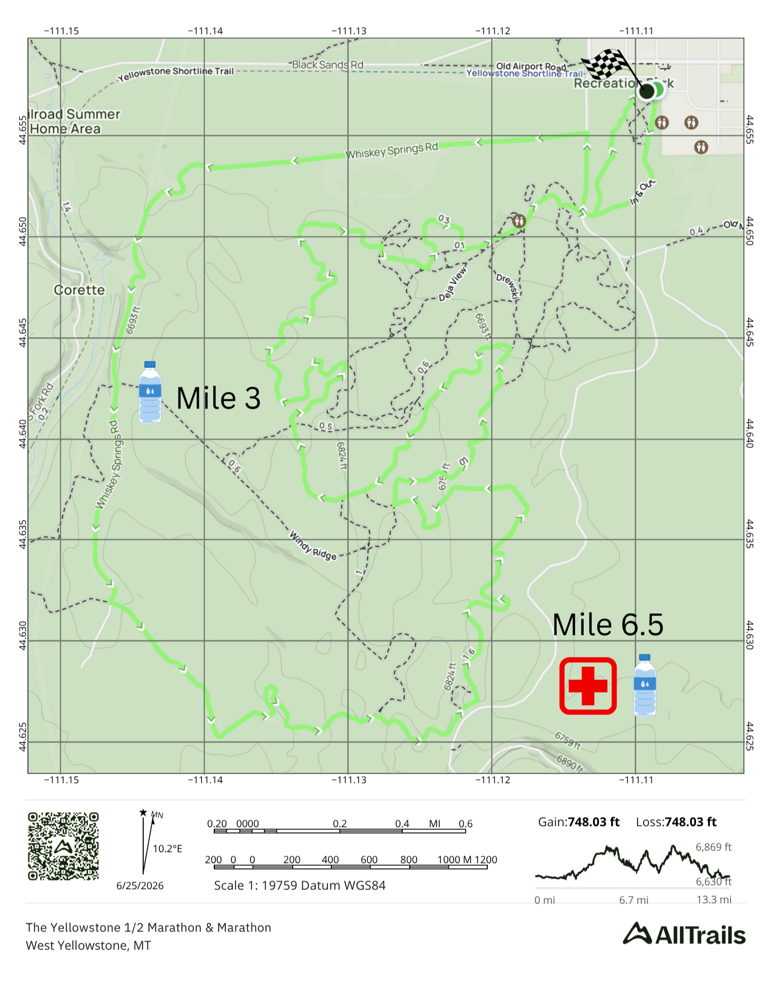 The Yellowstone 12 Marathon -Marathon All Trails Map