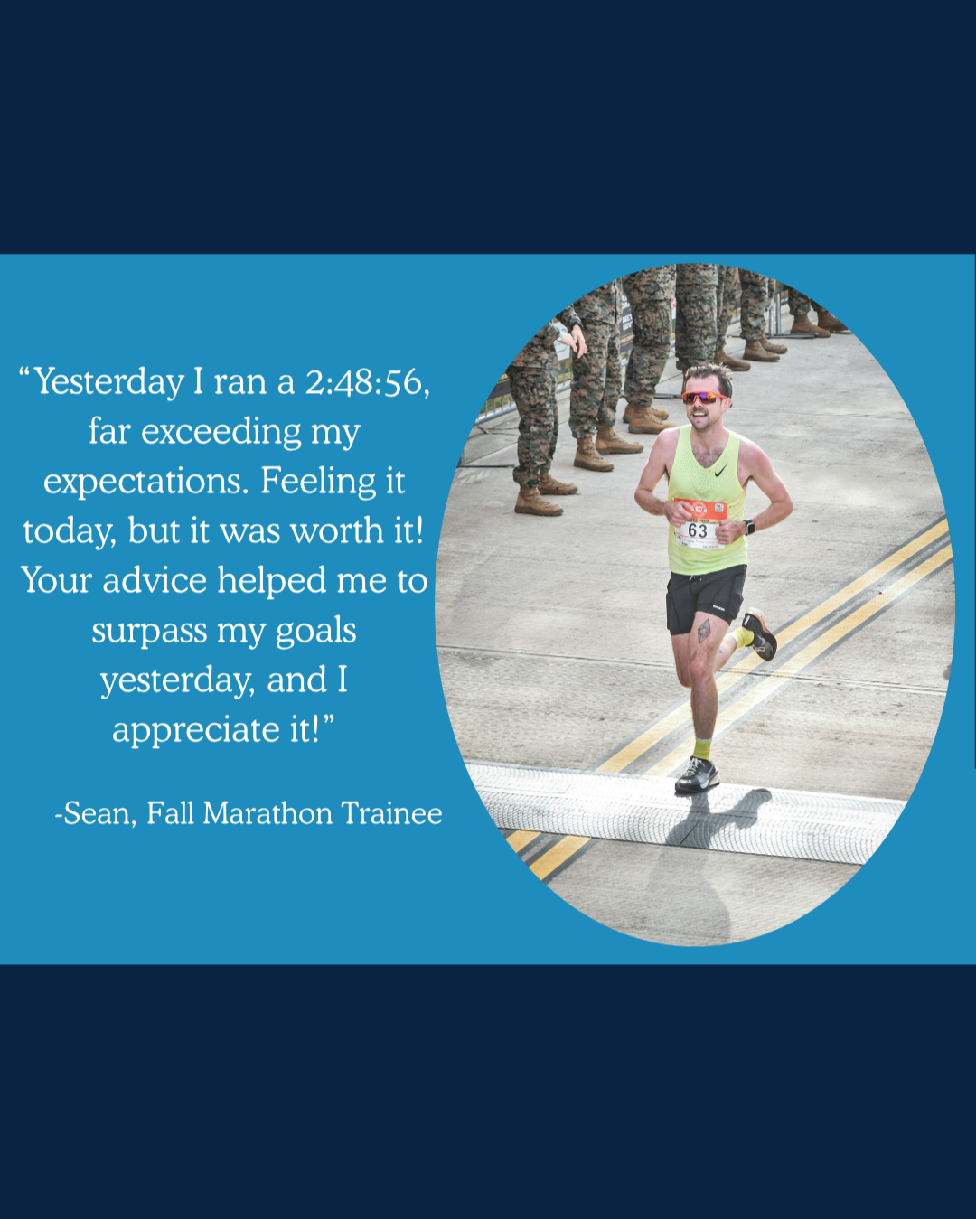 Testimonial from Sean a marathon trainee