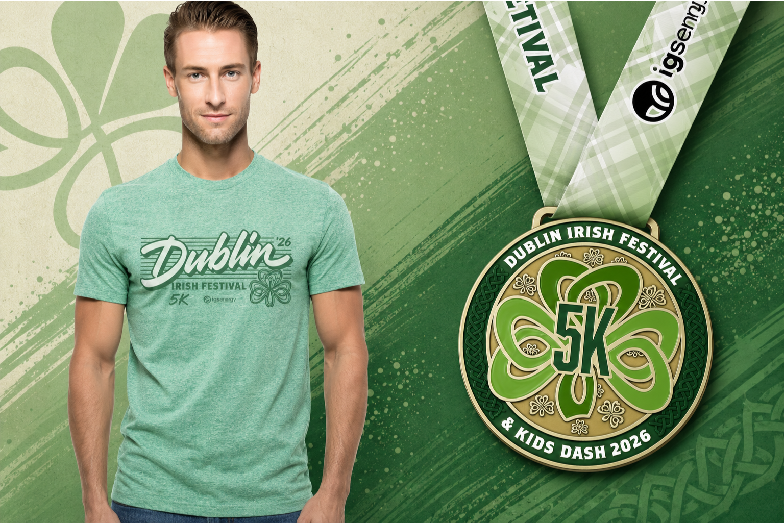 2026 Dublin Irish Festival 5K t-shirt and medal