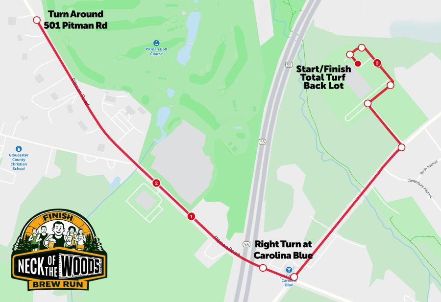 Neck of the Woods Brew Run Course Map
