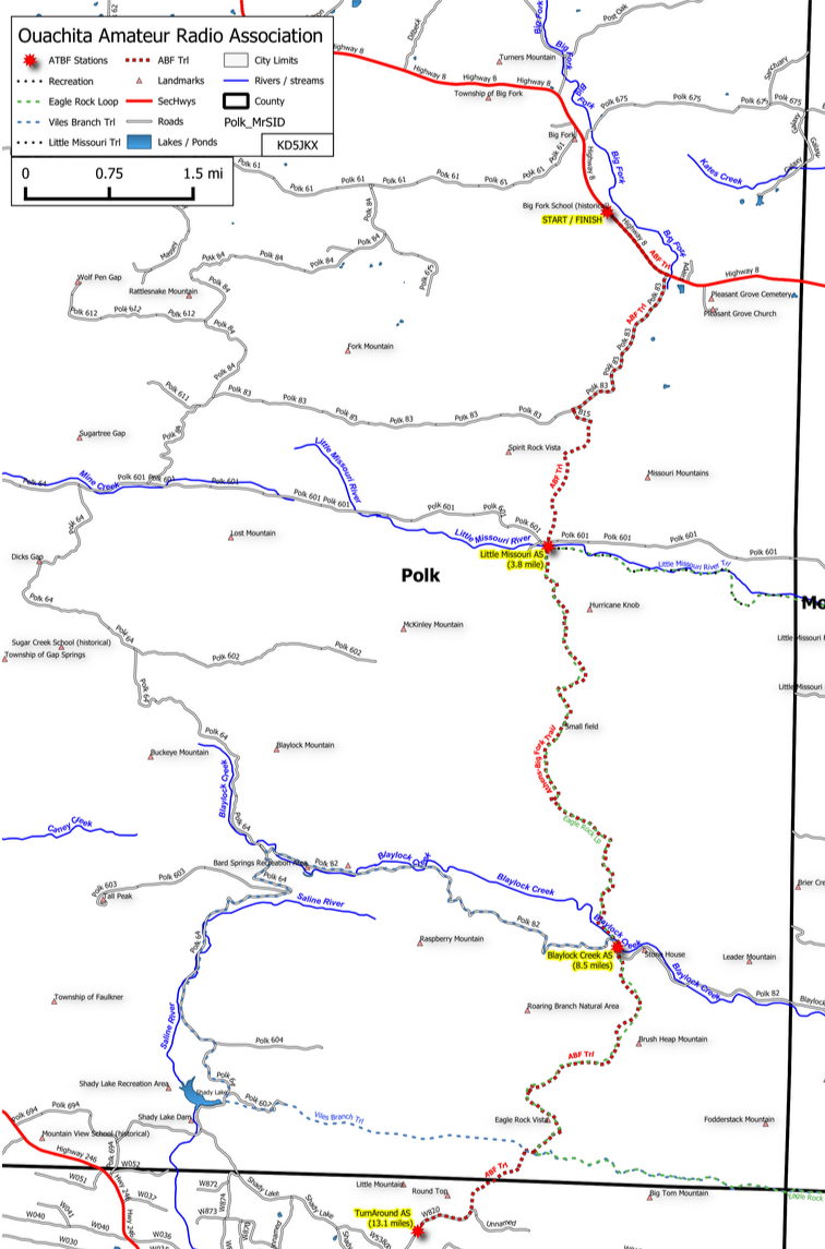 Athens Big Fork Trail Marathon course map