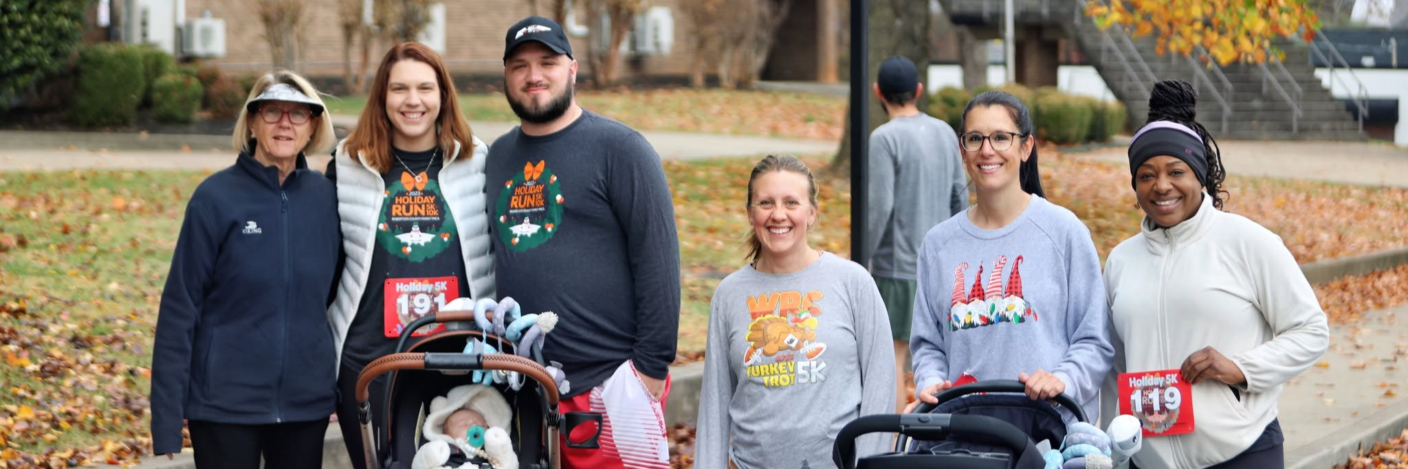 Group of runners prepare to start the Holiday race