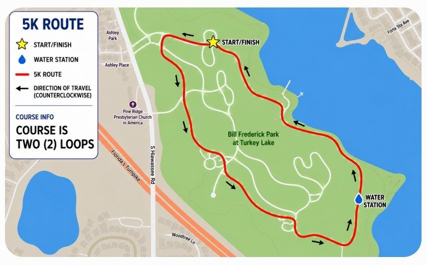 TripleH5KRunWalk Course Map