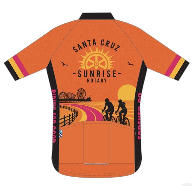 Back of the 2026 Rotary Ride cycling jersey