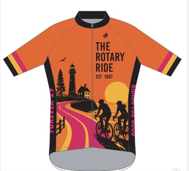 Front of the 2026 Rotary Ride cycling jersey