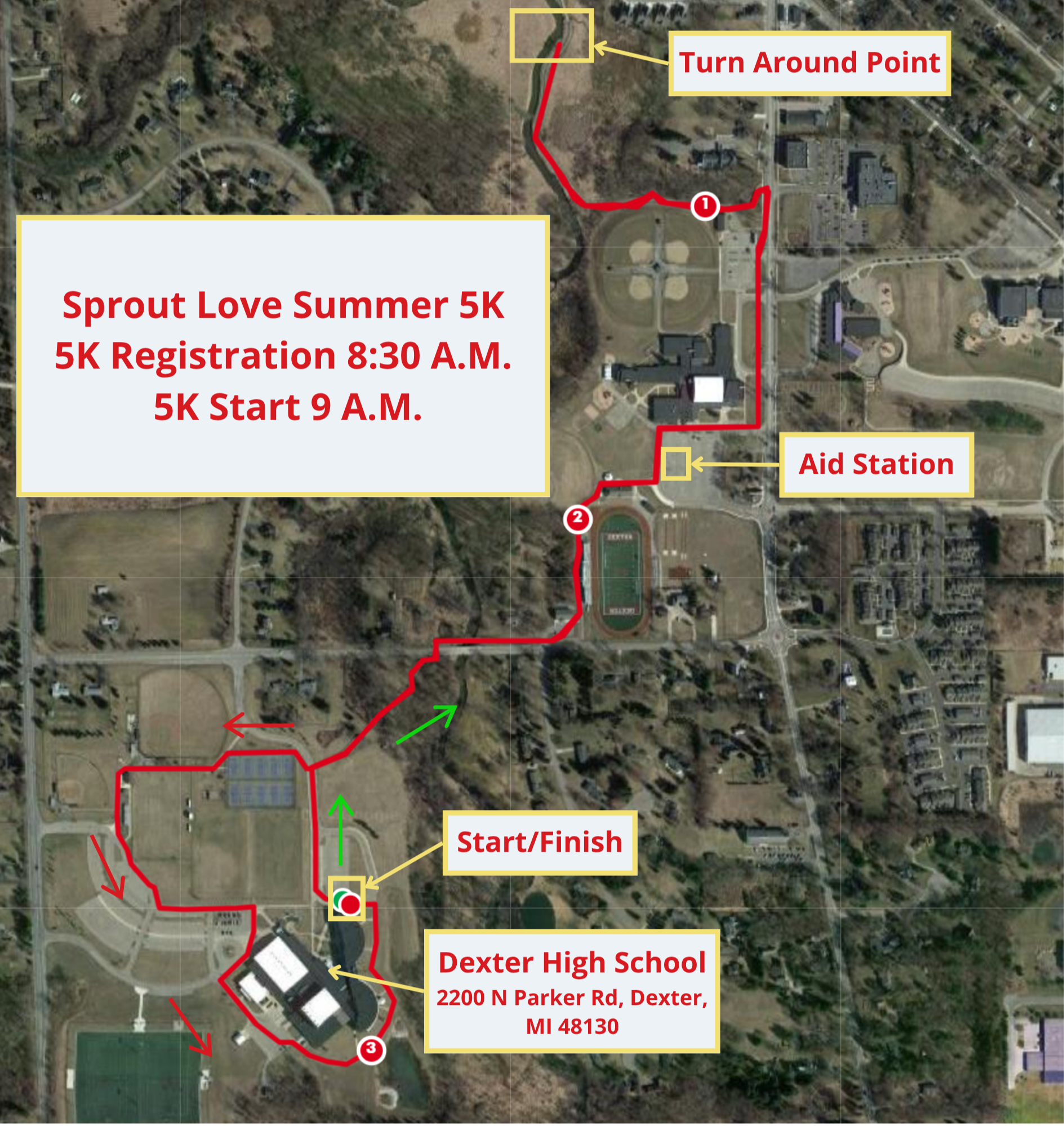 Sprout Love 5K course route map