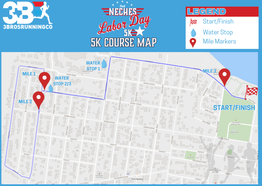 Official Neches Labor Day 5K Course Map