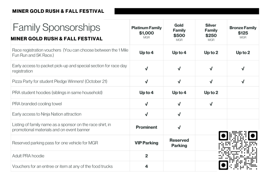 Family Sponsorship Opportunities Chart