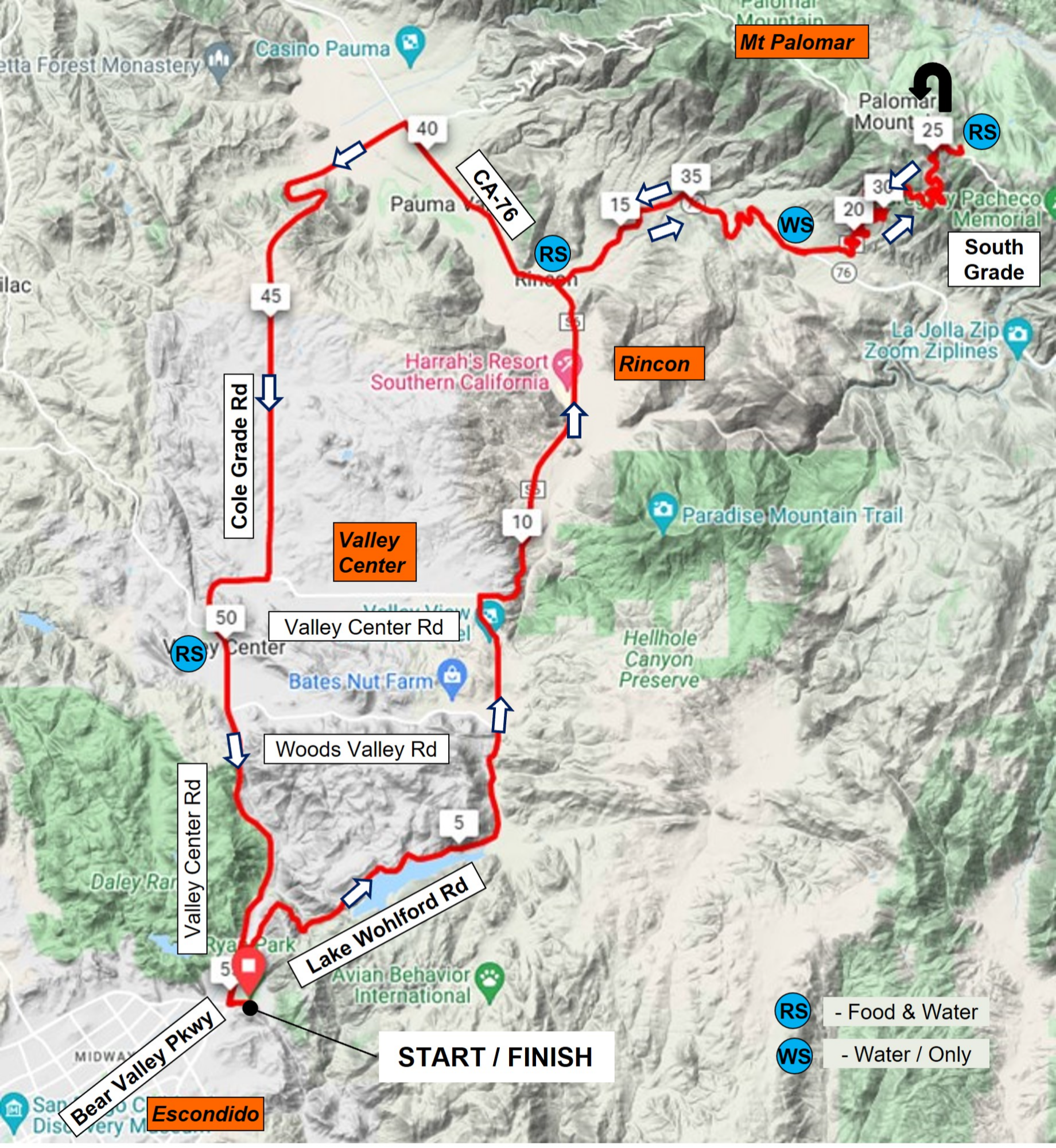 Route Map Giro di San diego century