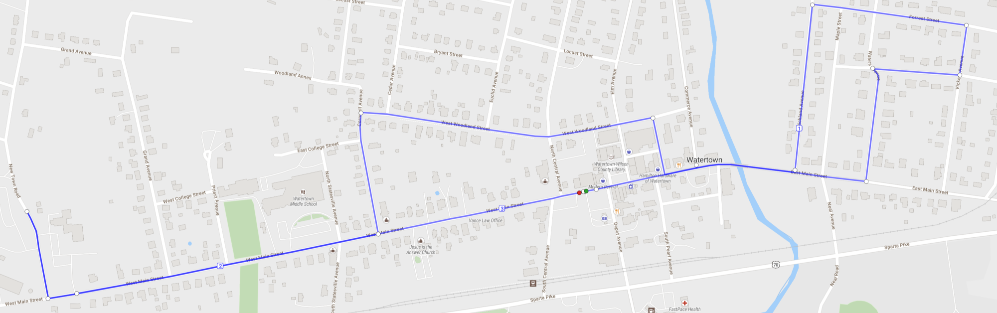 Route for Watertown Founders 5k