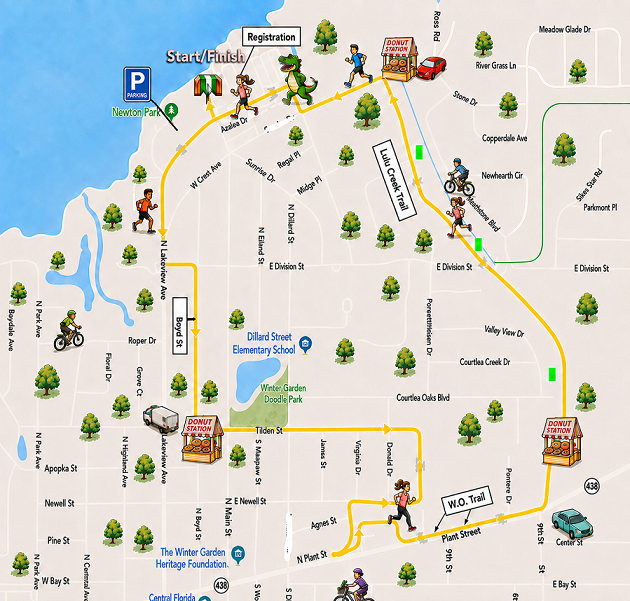 Donut Dash 5K Course Map