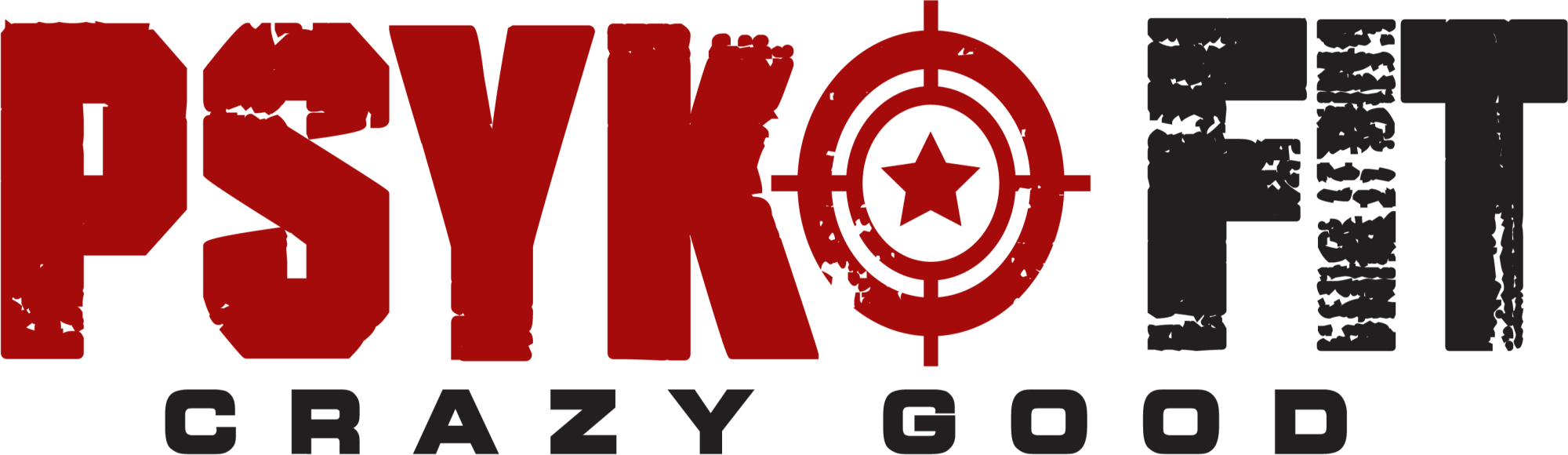 PsykoFiit red anf black logo with crazy good tagline