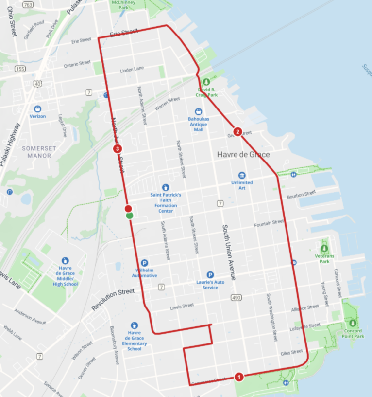 Fightin' 55 Turkey Trot 5K Course Map