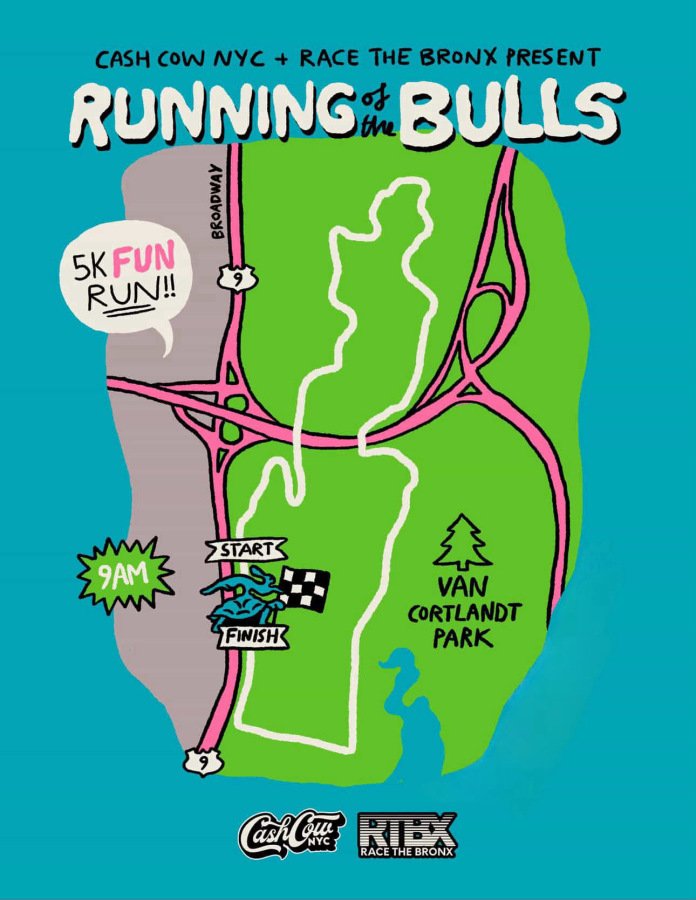 Course Map, from the Running of the Bulls presented by Cash Cow NYC & RTBX page