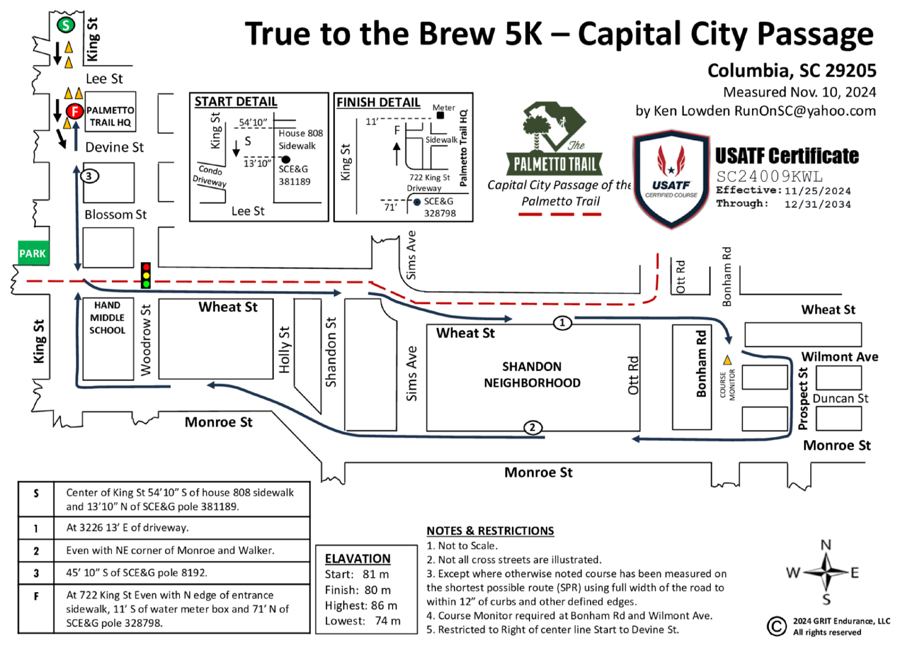 True to the Brew 5K Capital City Passage course map
